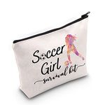 WZMPA Soccer Girl Cosmetic Makeup Bag Soccer Player Gift Soccer Girl Survival Kit Makeup Zipper Pouch Bag Soccer Balls Training Gift, Soccer Girl