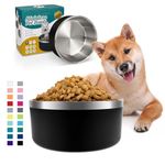 IKITCHEN Stainless Steel Dog Bowl, Non-Slip Dog Water Bowl for Large Dogs, Double Wall Metal Dog Bowl, 64 Ounces Dog Food Dish, Black