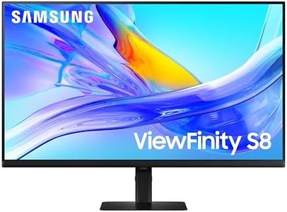 Samsung 32" (80cm) 4K ViewFinity S8 Monitor|UHD 3840 x 2160|350nits|Type-C 90W|LAN Port|Inbuilt KVM Switch|1.07 Billion Colors|PIP|PBP|HDR10|Easy Setup Stand|HAS Pivot Adjustable|LS32D804UAWXXL|Black