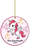 BANBERRY DESIGNS Granddaughter Ceramic Christmas Ornament - Pink Unicorn Design with a Rainbow Horn Best Granddaughter Ever Sentiment - Great Granddaughters Gifts for Christmas - 2.5 Inches