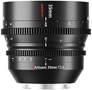 7artisans 35mm T2.0 Large Aperture Full Frame Cine Lens L-Mount, Manual Focus Low Distortion Cinema Lens Mirrorless Cameras Compatible for Sigma FP, Panasonic S1 S1H S5, Leica SL SL2, Black