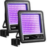 100W LED Black Light 2 Pack, UV Black Lights for Glow Party, IP66 Waterproof Blacklight with On/Off Switch, Glow in The Dark, for Fluorescent Poster, Stage Lighting, Body Paint, Halloween Decorations