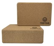 Cork Yoga Blocks(Yoga Brick) – Teeyar Sturdy 100% Eco Spanish Natural Odourless Cork Firm Exercise Blocks 9’’ x 6’’ x 3’’ for Yoga/Pilates/Gym Practice, Improve Balance/Flexibility/Backbends