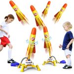 Rocket Launch Toys 2 Pack Launchers for Kids with 6 Foam Rockets Launching Outdoor Team Game Boys Girls Gifts Age 3 4 5 6 7 8 Years Old