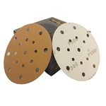 TigerShark 6 Inch 17 Hole Sanding Discs Grit 320 50pcs Pack Special Anti Clog Coating Paper Gold Line Hook and Loop Dustless Random Orbital Sander Paper Very Fine