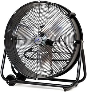 iLIVING 24" High Velocity Drum Fan Industrial, Commercial, Residential Air Circulator for Garage, Shop, Patio, Barn, Greenhouse, Speed Control 7700CFM, UL Listed,Black