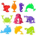 Suction Toys, 10PCS Baby Bath Toys for Kids 3-5, Toddler Silicone Window Shower Bathtub Building Toys, Animal Suckers, Sensory Toys Gifts for Boys and Girls Ages 4 5 6 7 8