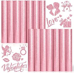 Pink Glitter Heat Transfer Vinyl HTV,14 Pack 12"x10" Iron On Vinyl for Cricut, Easter Decorations for Shirts Dress, 14 Sheets Pink Colors HTV Glitter Heat Press Vinyl