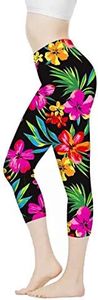AFPANQZ Leggings for Women High Waist Work Out Yoga Pants Tight Mid Length Seamless Legging Butt Lift XS-3X Sports Wear, Tropical, Large