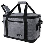 Hap Tim Soft Cooler Bag 40-Can Large Reusable Grocery Bags Soft Sided Collapsible Travel Cooler for Outdoor Travel Hiking Beach Picnic BBQ Party(CA13634-Grey)