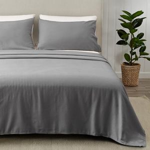 Great Bay Home Extra Soft 100% Turkish Cotton Flannel Sheet Set. Warm, Cozy, Lightweight, Luxury Winter Bed Sheets in Solid Colors. Nordic Collection Brand. (Full, Frost Grey)