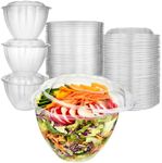 Stock Your Home Plastic Salad Bowls with Lids (50 Count) 48 Oz. Disposable Salad Bowls - On-The-Go Salad Bowl - Plastic Salad Containers for Dinner - Large Salad Bowl To-Go Container with Airtight Lid