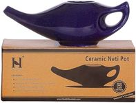 Porcelain Ceramic Neti Pot Violet Color for Nasal Cleansing with 5 Sachet Neti Salt