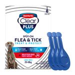 Bob Martin Clear Plus Spot On Flea Treatment for Large Dogs (20-40kg) - Kills Fleas, Ticks, Lice and Flea Eggs (3 Pipettes)