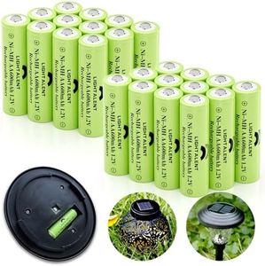 Lightalent Ni-MH AA Rechargeable Batteries, Double A High Capacity 1.2V Pre-Charged Battery for Outdoor Solar Lights (AA-600mAh-24pack)