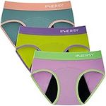 INNERSY Big Girls' Period Underwear for Age 8-16 Teens Menstrual Panties 3-Pack(Macaron,S(8-10 yrs))