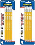 BAZIC Products Pencil Wood Pre-Sharpened #2 HB Jumbo Pencils, Latex Free Eraser, Premium Wood Pre Sharpened Yellow Pencils for School Office (4/Pack), 2-Packs
