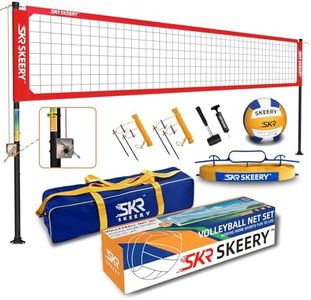 SKEERY Outdoor Heavy Duty Volleyball Net Set, Anti-Sag Design, Adjustable Aluminum Poles, Portable Volleyball Net for Backyard,Grass and Beach(Red)