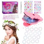 SEMKOTREE Hair Gem Stamper, Hair Gems Hair Bedazzler Kit with 420 Rhinestones, Hair Jewels Hair Machine Stamp Gems, Girls Toys Hair Diamonds Stapler with Nail Stickers, Tweezers