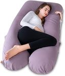 Meiz U Shaped Sleeping, Cooling 60‘’ Maternity Pillow for Pregnant Women with Jersey Cover, Purple