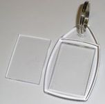 Madaboutink 100 Blank Acrylic Clear Plastic Keyrings With Split Ring 24mm x 35mm Insert P5