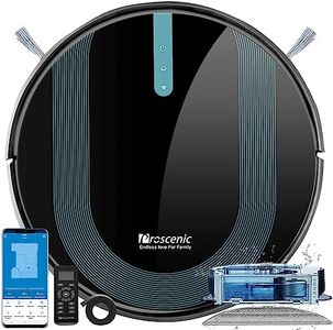 Proscenic 850T Robot Vacuum Cleaner with Mop,3000Pa Strong Suction Robotic Vacuum with Mop, Wifi/App/Alexa/Remote Control, Automatic Self-Charging,Ideal for Pet Hair,Hard Floor&Carpet,7.3cm Thin,Black