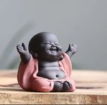 Fiyfengxiang Little Baby Buddha Head Statues Laugh Monk Figurines cermaic Mini Buddha Craft Home Decor and Garden Decorations Statues.,Red,fyi90090