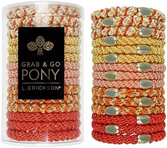 Orange and Yellow Hair Ties for Thick Hair, Grab & Go Pony Tube, 15 Pack, Poppy, Thick No-Crease Bands with Strong Hold, Damage-Free Design, Sunny Multicolor Blend | L. Erickson