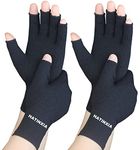 2 Pairs Arthritis Gloves for Women for Pain, Hand Compression Gloves for Carpal Tunnel, Rheumatoid, Tendonitis, Fingerless Gloves for Arthritis Pains, RSI, Typing for Men (Pure Black + Pure Black, M)