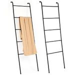 Metal Blanket Ladder Set of 2 Black Blanket Ladders for The Living Room Towel Ladder Rack Holder for Bathroom Bedroom (Black)