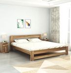 Amazon Brand - Solimo Kaimbe Solid Wood King Size Double Bed Without Storage | Sheesham Wood Cot Bed Palang Furniture for Living Room Bedroom Home (Natural Finish)