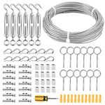 FSHIHINE Garden Wire Turnbuckle Wire Tensioner Kit with Wire Rope Cable 30M (2mm), 304 Stainless Steel Cable Railing Kit, Picture Hanging Wire/Wire Fence /Catenary Wire Kit for Decking Climbing Plants