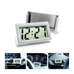 TSUGAMI Mini Digital Clock for Car Dashboard, Battery Operated & Clear LCD Screen Time Display, Small Digital Clock with Self-Adhesive Bracket, Stick On Watch for Auto, Truck, Motorcycle (White)