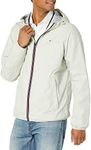 Tommy Hilfiger Men's Lightweight Active Water Resistant Hooded Rain Jacket, Ice, M