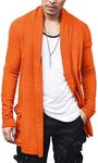 COOFANDY Men Lightweght Open Front Cardigan Ruffle Shawl Collar Halloween Cardigan Long Length Orange X-Large