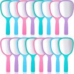 16 Pieces Hand Handheld Mirror with Handle Plastic Travel Makeup Handheld Cosmetic Mirror, Portable Vanity Mirror for Travel, Camping, Home, 3.15 Inch Wide, 7.09 Inch Long（Blue, Green, Pink, Purple