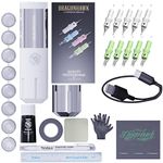 Dragonhawk Tattoo Maschine Set Wireless Tattoo pen Rotary Maschine Tattoo Gun Tattoo Ink Tattoo Cartridges Needles for Tattoo Beginners (white)