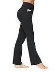 ALONG FIT Leggings for Women High Waist Flared Yoga Pants with Pockets Bootcut Wide LegTummy Control Leggings 30"