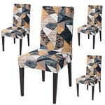 HOKIPO 4 Elastic Dining Chair Cover Protector Seat Slipcovers (AR-4097-D3*4),Polyester Blend, Multicolor