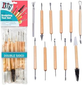 Pottery Tool Kit -11-Piece 21-Tool Beginner's Clay Sculpting Set, Clay, Wood Carving, Ceramic Art Project Accessories for School, Classrooms, Kids/Adults,Great Birthday Gift Holiday Craft Activity