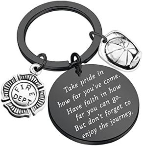 FUSTMW Firefighter Gifts Keychain Fireman Gifts Firefighter Graduation Gifts Take Pride in How Far You Have Come, Black, Standard