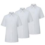 Trutex Basics 3 Pack Girls Short Sleeve School Shirts (7-16+ Years). Regular Fit Girls School Blouses, White Shirts for Girls, Easy Iron Girls White School Shirts - Genuine School Uniform