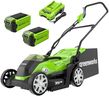 Greenworks 40V Cordless Lawnmower for Lawns up to 400m², 35cm Cutting Width, 40L Bag PLUS Two 40V 2Ah Batteries & One Charger, 3 Year Guarantee-G40LM35K2X, Green