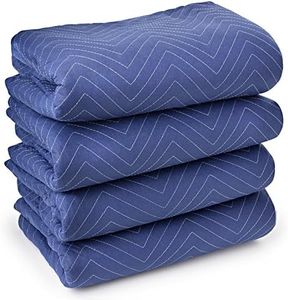 Sure-Max 4 Moving & Packing Blankets - Deluxe Pro - 80" x 72" (40 lb/dz weight) - Professional Quilted Shipping Furniture Pads Royal Blue