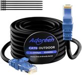 Adoreen Cat 6 Outdoor Ethernet Cable 50 Ft Black, High Speed Heavy Duty Long Internet Network Cable for POE Camera Cat 5 5e RJ45 LAN Patch Cable Cord, Sturdy Waterproof Direct Burial+15 Ties