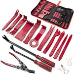 Poraxy 19Pcs Trim Removal Tool,Car Panel Door Audio Trim Removal Tool Kit, Auto Clip Pliers Fastener Remover Pry Tool Set with Storage Bag