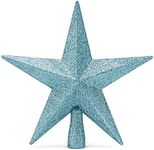 Ornativity Glitter Star Tree Topper - Christmas Tiffany Blue Xmas Decorative Holiday Bethlehem Star Trees Toppers Ornament Decorations 8"