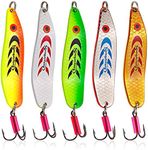 Sougayilang Colorful Hard Spoon Spinner Fishing Lures Metal Treble Hooks Baits-5 Pcs