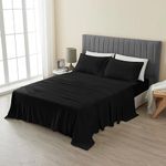 SLEEPDOWN 100% Cotton Jersey Sheets King - 4 Piece, Black | Ultra Soft & Cozy T-Shirt Feel, All Season, Wrinkle Free, Breathable King Size Bed Sheets, Snug Fit (Deep: 5"-16") King Bed Sheets, Black