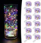 MUMUXI 12 Pack 7.2ft Fairy Lights Battery Operated String Lights, 20 Mini Battery Powered LEDs for Centerpiece Table Decorations, Wedding Party Bedroom Mason Jar Christmas, Multicolor